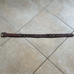 Fossil Ladies Brown Leather Belt with Floral Design